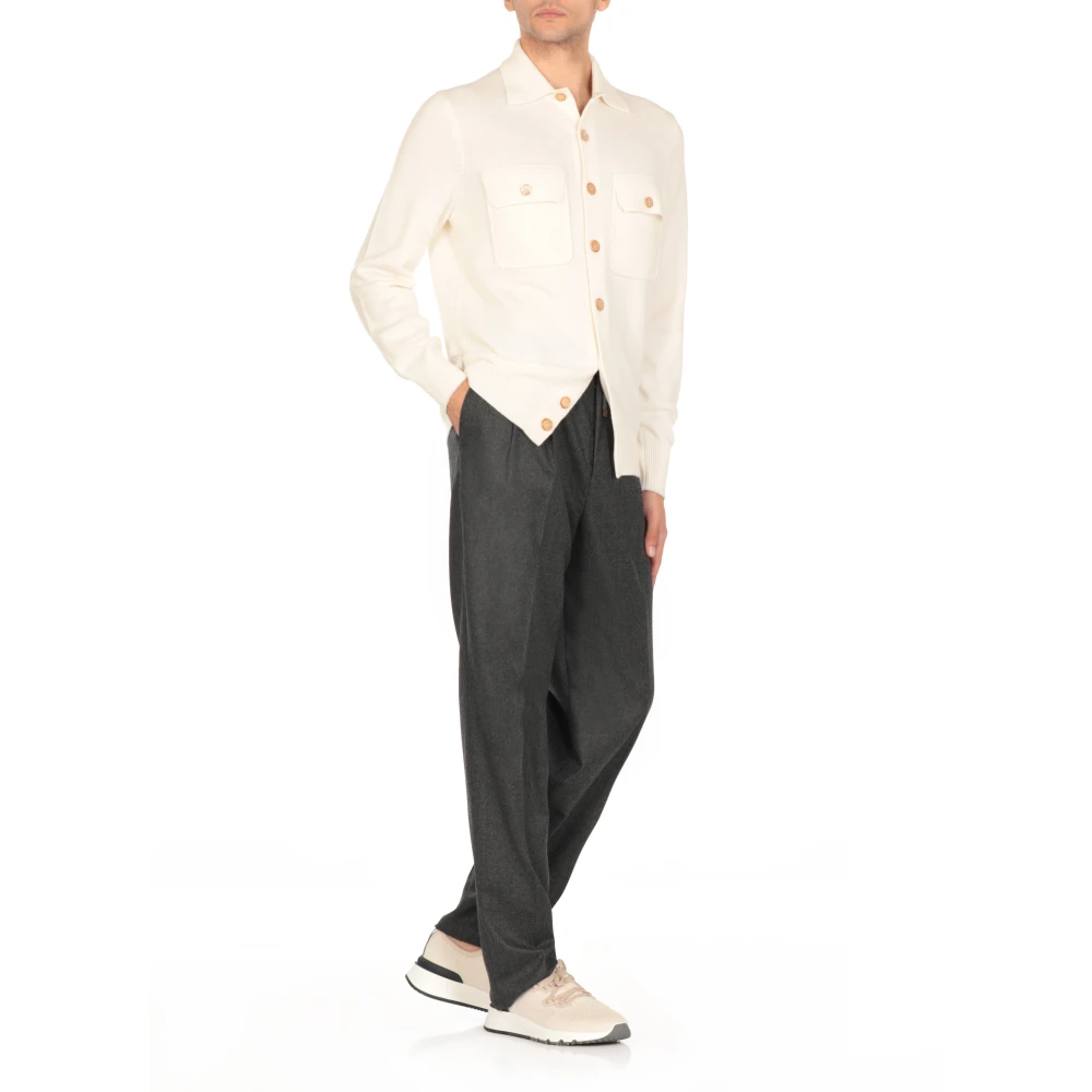 BRUNELLO CUCINELLI Donkergrijze Wol Elastische Taillebroek Gray Heren