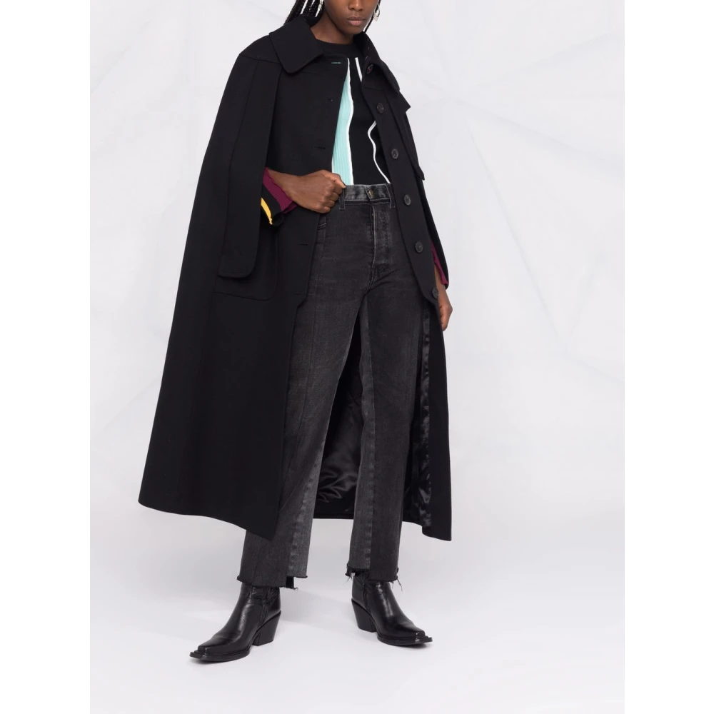 Maison Margiela Zwarte wollen overjas met iconische stiksels Black Dames
