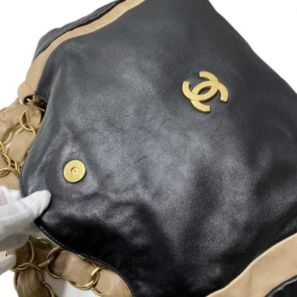 Chanel Vintage Pre-owned Leather totes Beige Dames