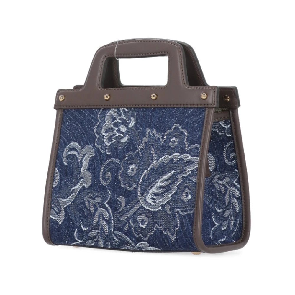 ETRO Blauwe katoenen en leren damestas Blue Dames