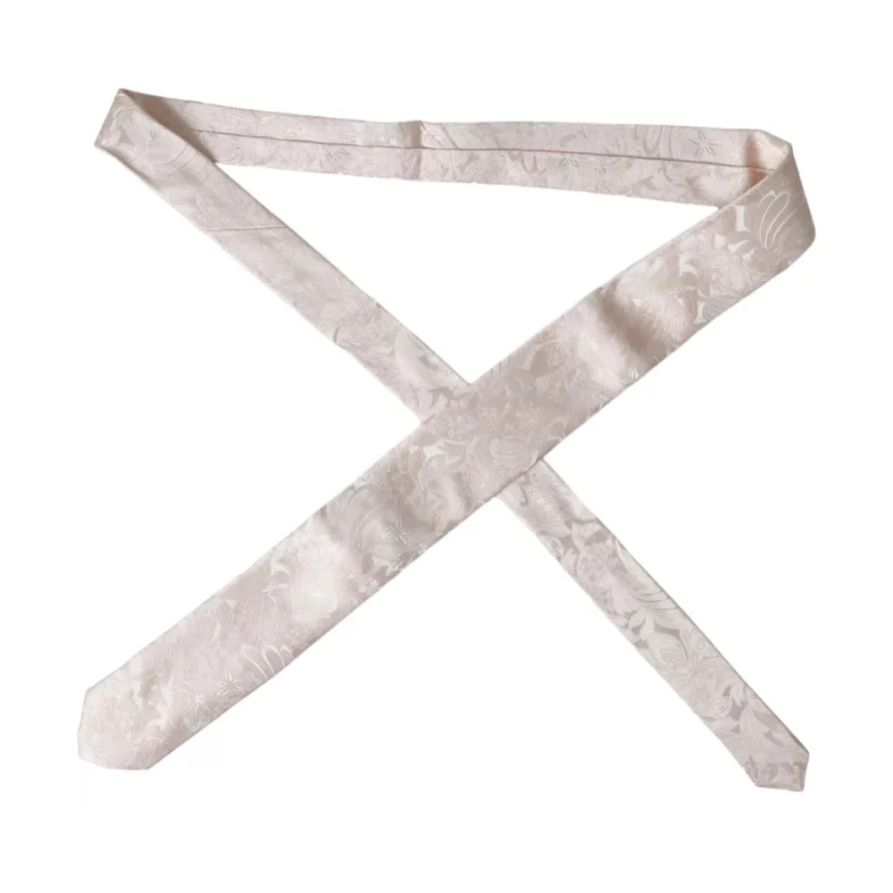 Dolce & Gabbana Off White Bloemen Zijden Verstelbare Heren Stropdas White Heren