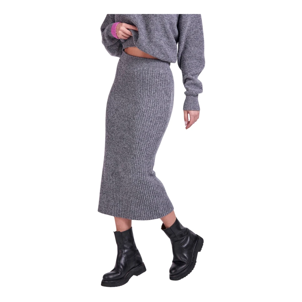 4Giveness Gebreide Maxi Rok Fw25 Collectie Gray Dames