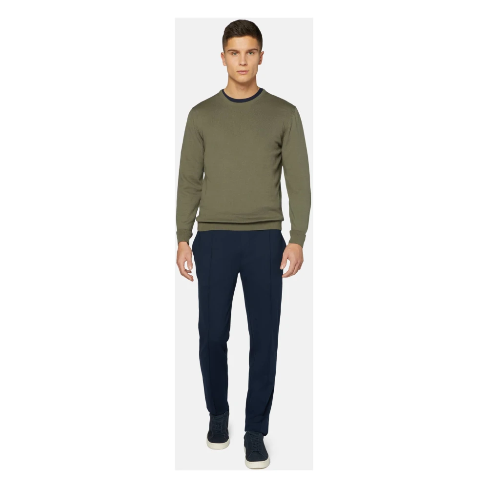 Boggi Milano Katoenen Crew Neck Sweater 12gg Gray Heren