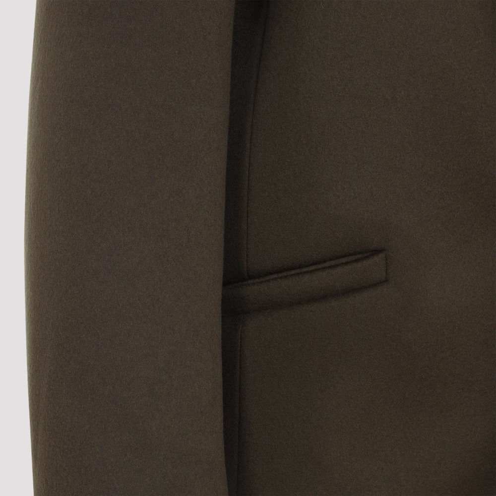 Saint Laurent Groene Wollen Jas Aw24 Green Dames