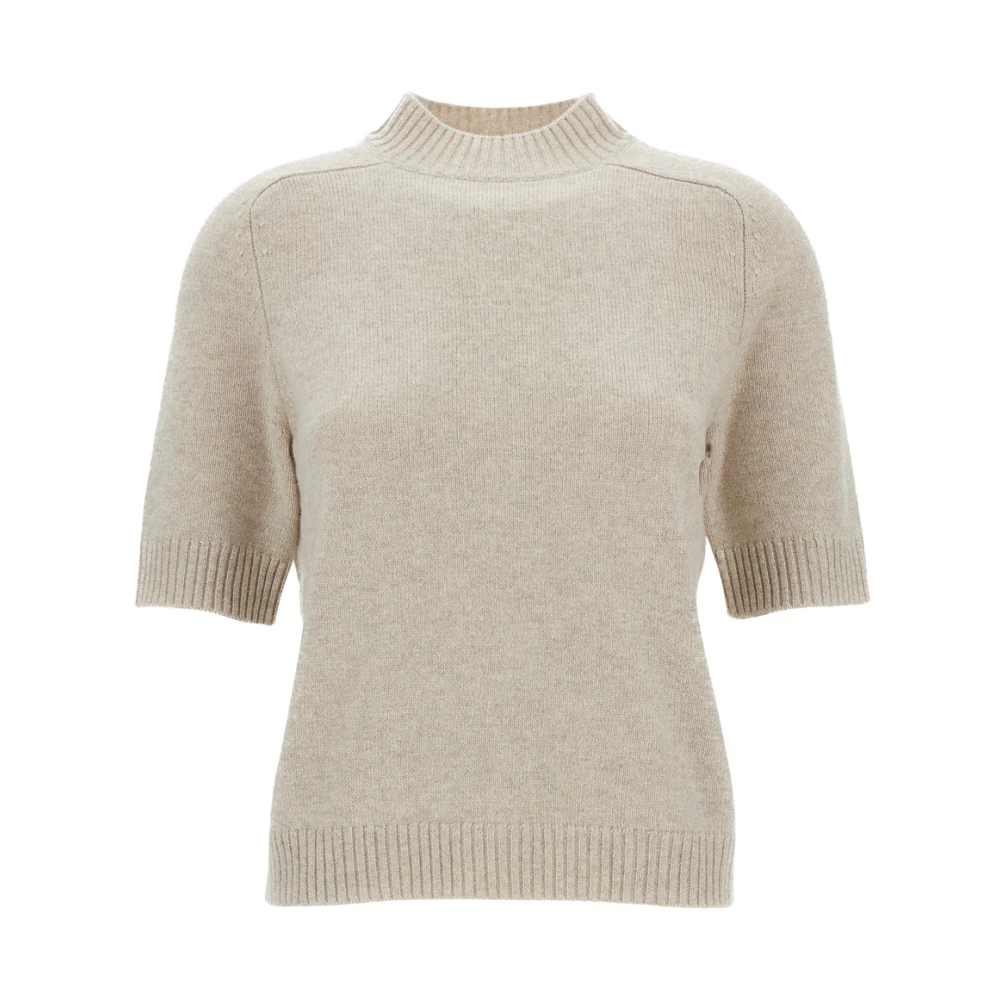 Loulou Studio Beige Cashmere Knitwear, Female, L, Short-Sleeve Cashmere Top