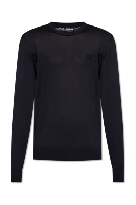 Sidensweater med broderat logotyp
