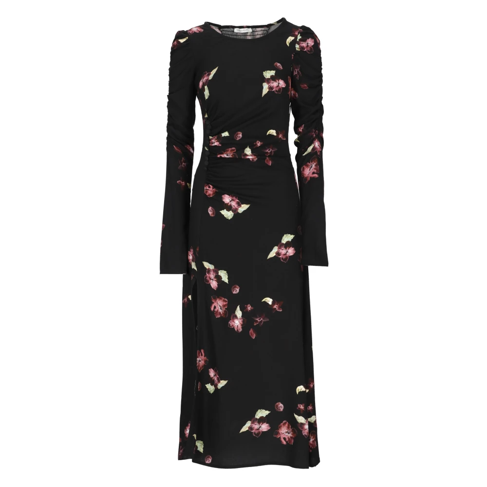 Mar De Margaritas Zwarte Bloemenprint Viscose Jurk Black Dames