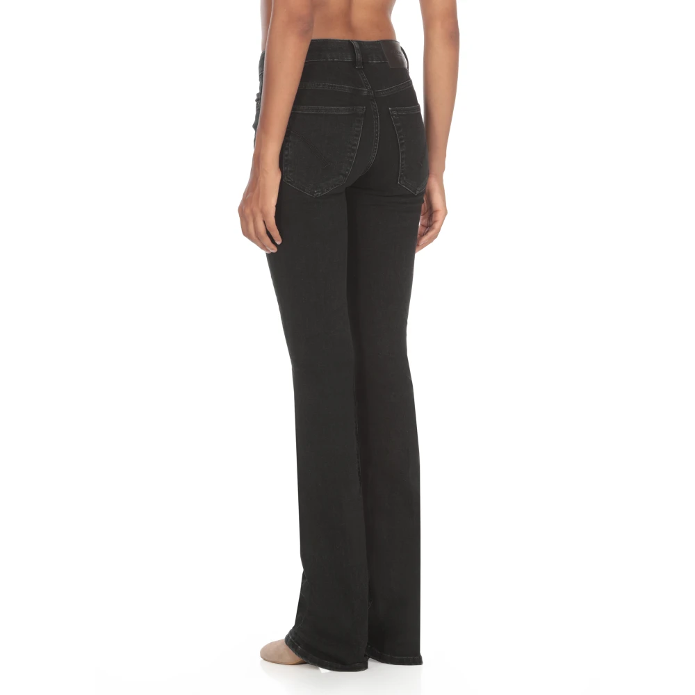 Dondup Zwarte Katoenen Damesjeans met Juweelknopen Black Dames