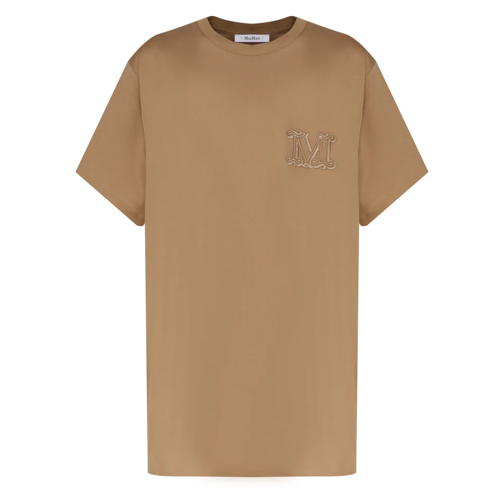 Max Mara Bruine Katoenen T-shirt met Logo Brown Dames