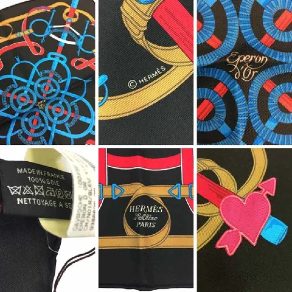 Hermès Vintage Tweedehands Zijden Hermès Sjaal Black Dames