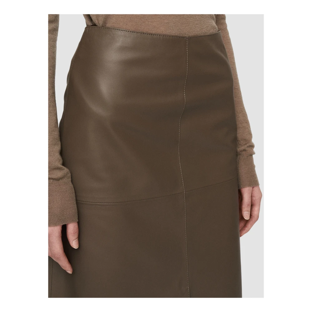 joseph Nappa Leather Sidena A-lijn Midi Rok Brown Dames