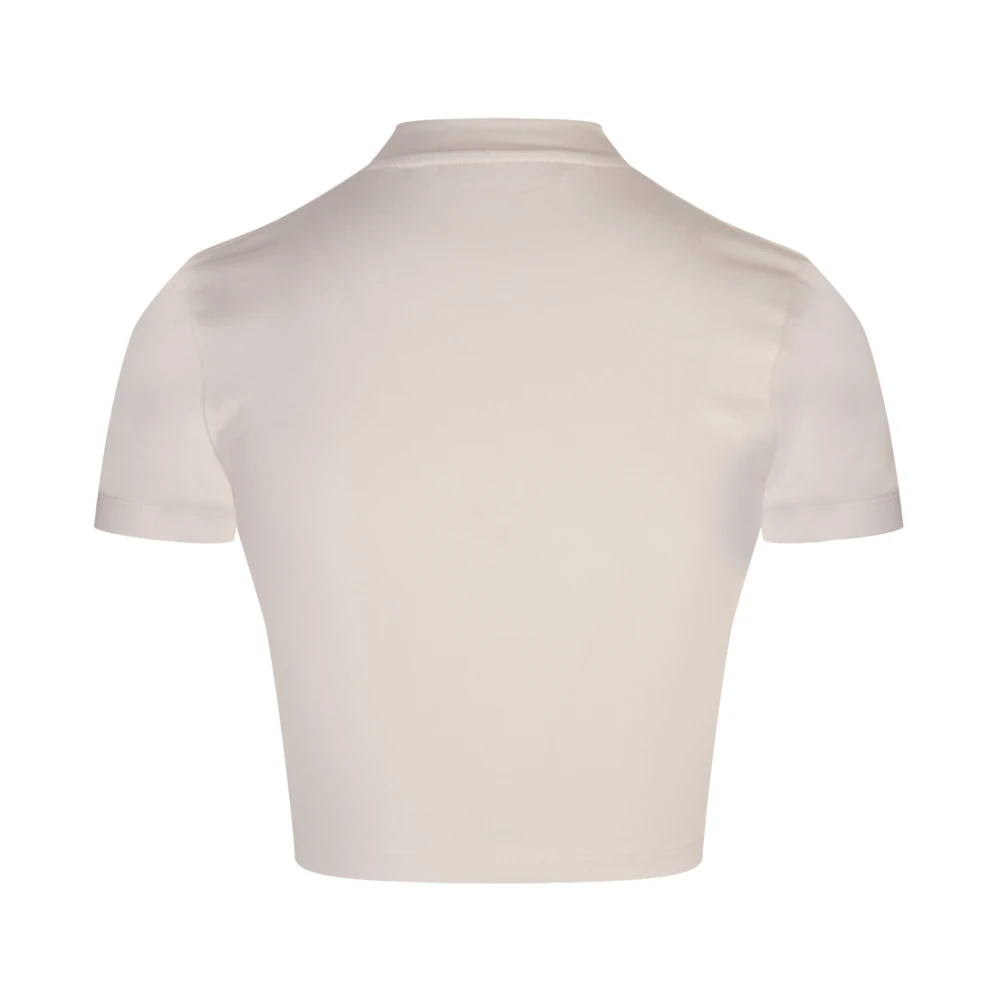 Palm Angels Witte Katoenmix Top met Ronde Hals White Dames
