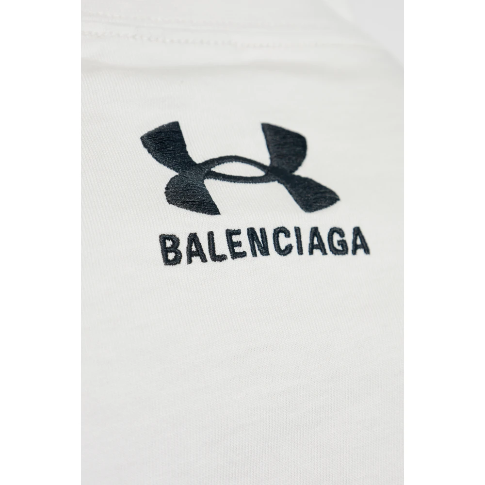 Balenciaga T-shirt met geborduurd logo Gray Heren