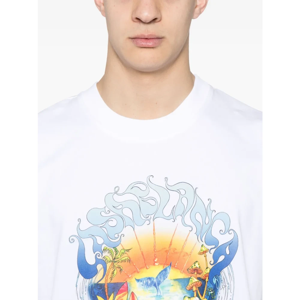 Casablanca Surf Trip T-shirt Korte Mouw Wit White Heren