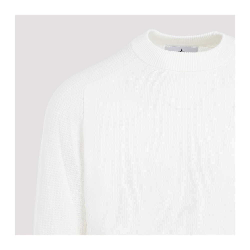 Stone Island Witte Katoenen Pullover Sweater White Heren