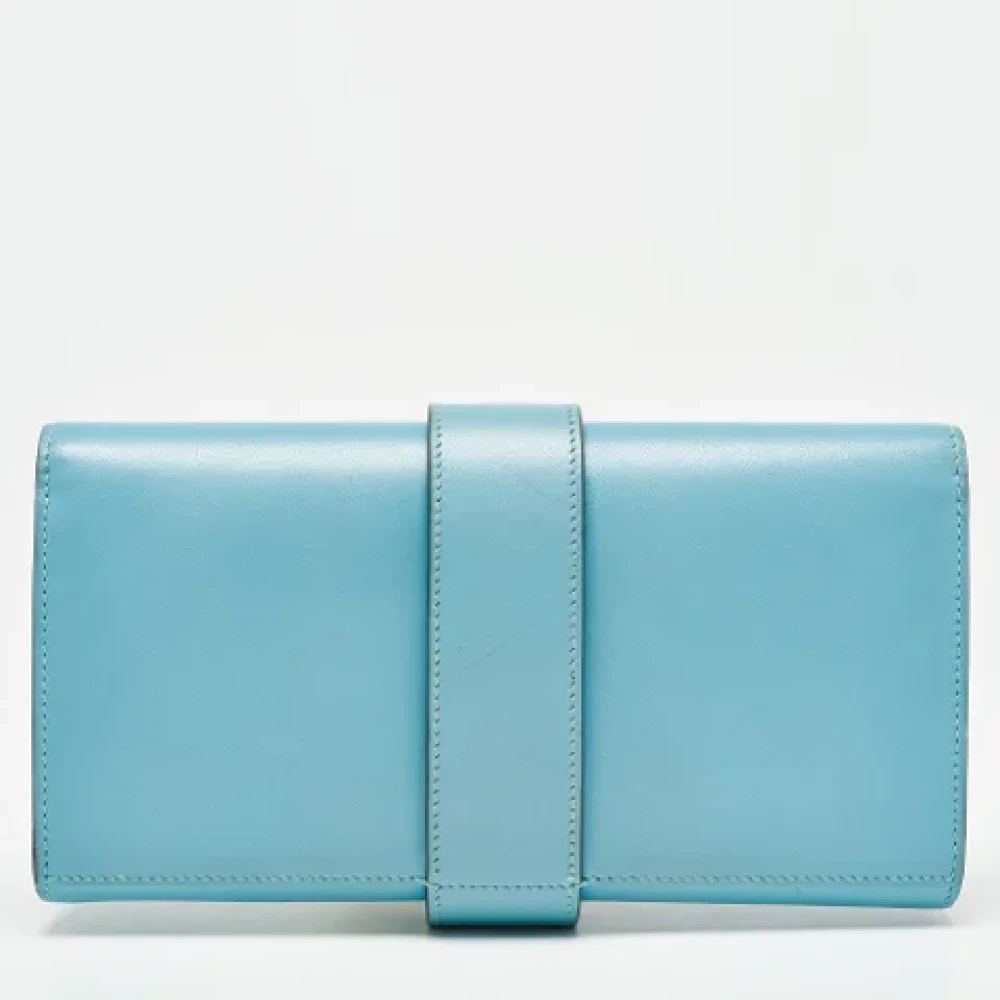 Hermès Vintage Pre-owned Leather clutches Blue Dames