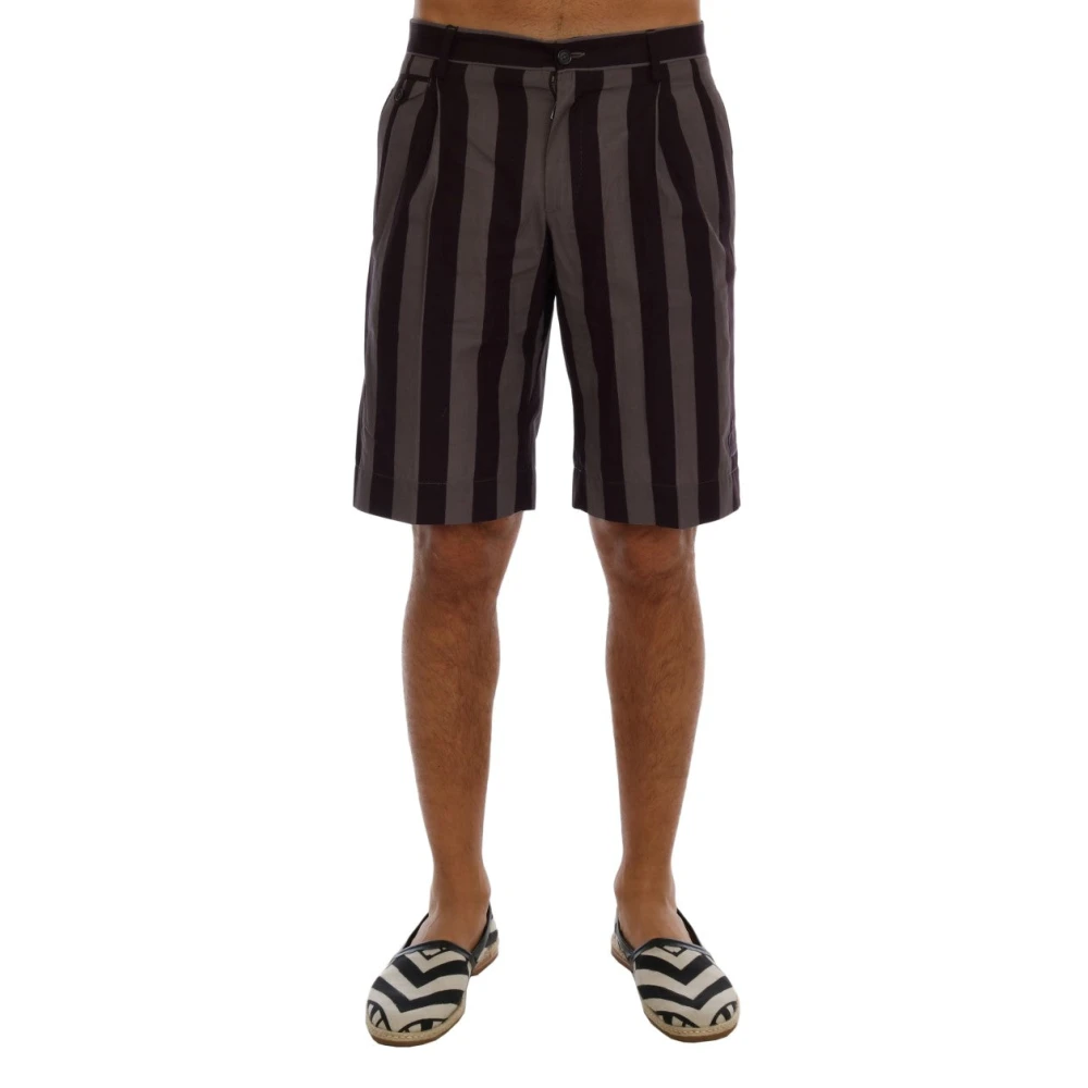 Dolce & Gabbana Men's Multicolor Casual Shorts,, Striped Cotton Casual Shorts Extra Small