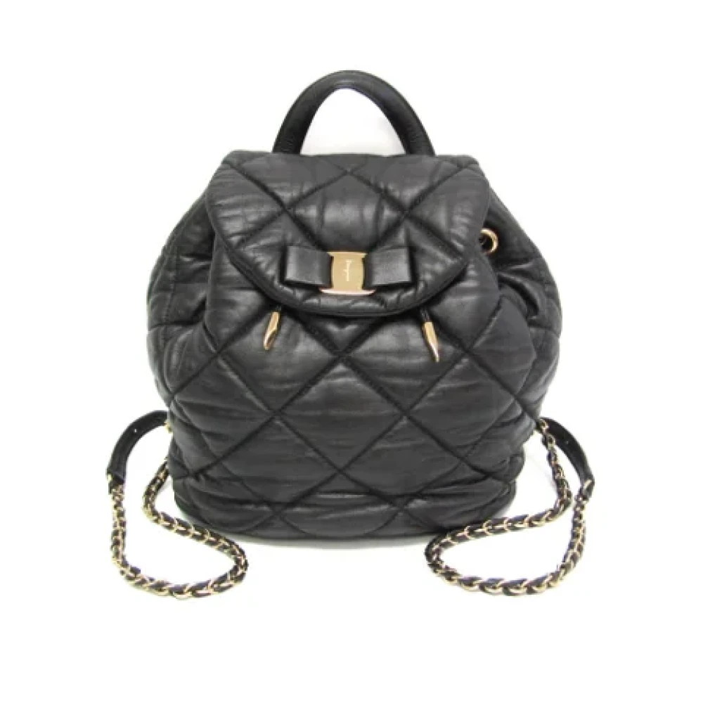 Salvatore Ferragamo Pre-owned Leather backpacks Black Dames