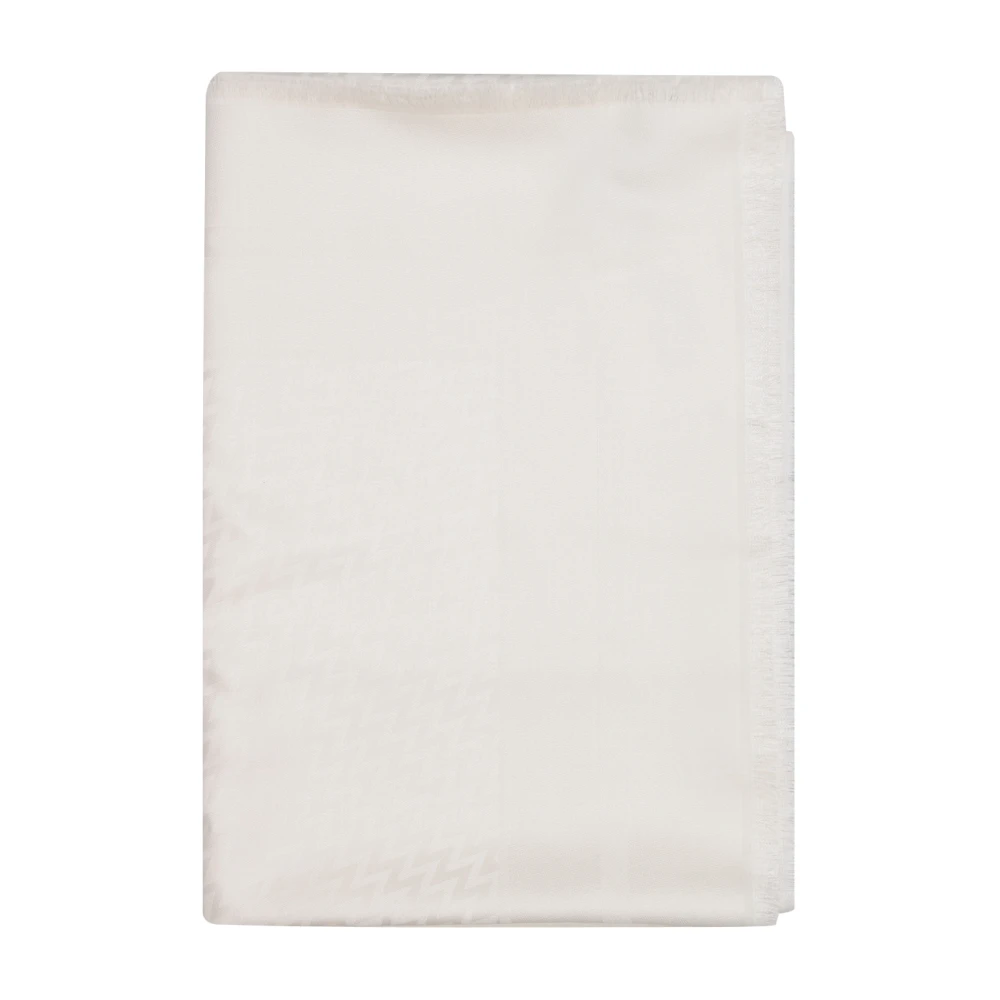 Lanvin Tryckt Logotyp Ull Siden Scarf White, Dam