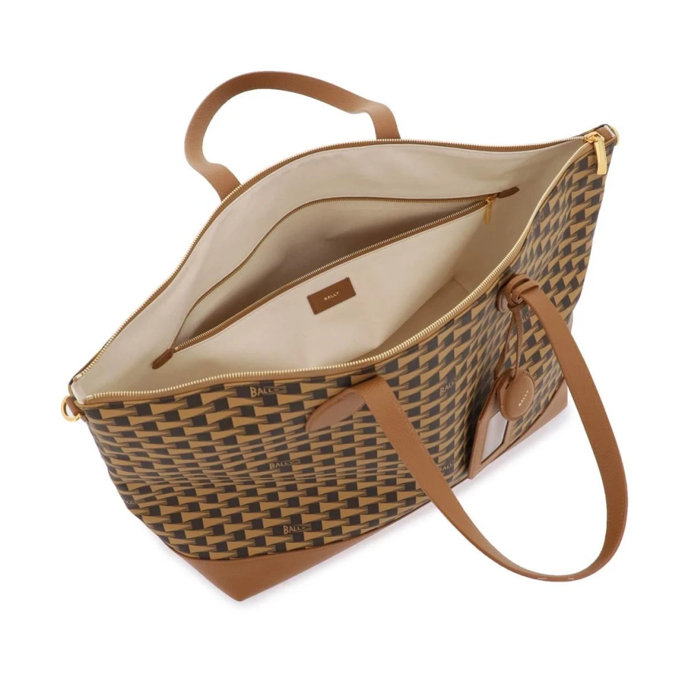 Bally Iconische Pennant Patroon Tote Tas Brown Dames