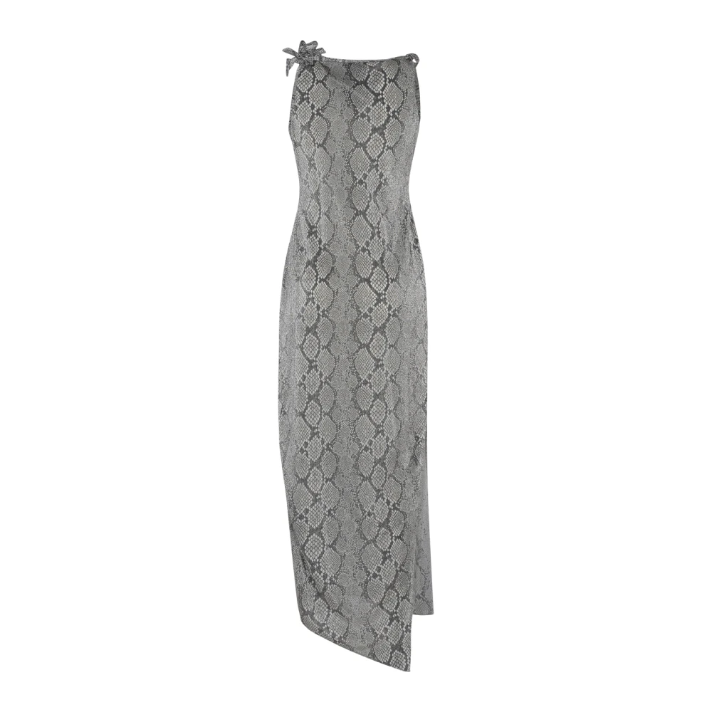 Coperni Slangenprint Asymmetrische Bloemenjurk Multicolor Dames