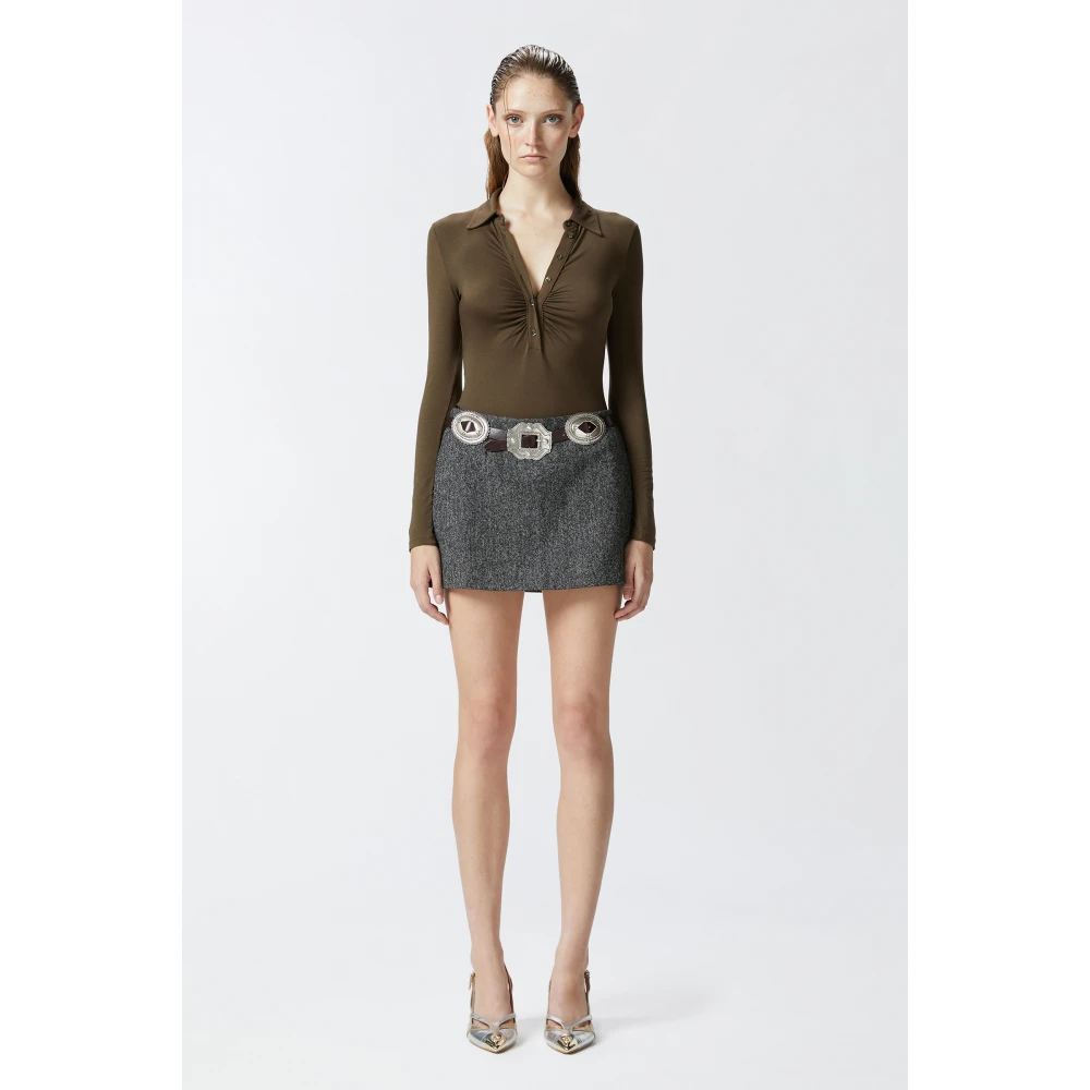 pinko Lange mouwen polobodysuit met knoopsluiting Brown Dames