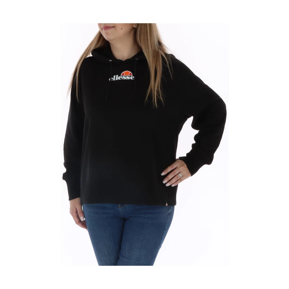 Ellesse Women's Black Sweatshirts,, Printed Hooded Sweatshirt With Unique Pattern Small