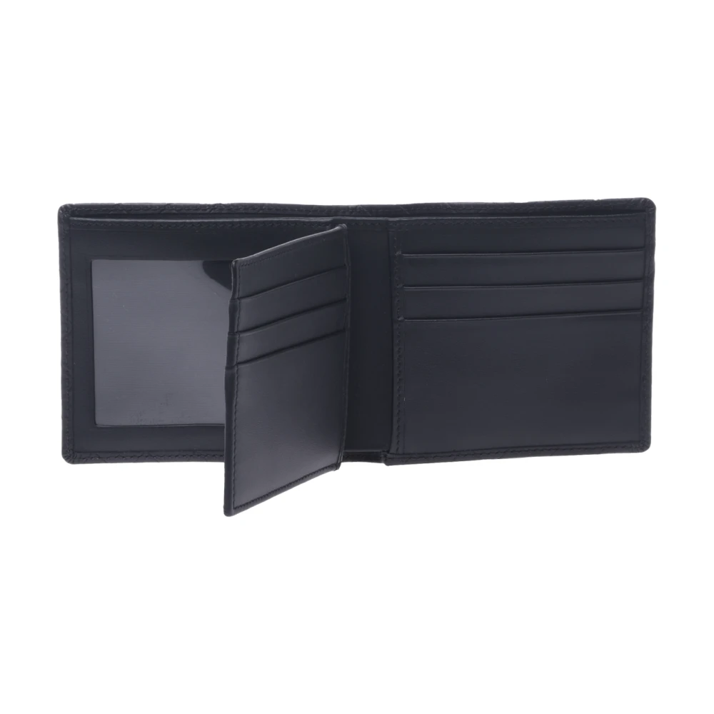 Baldinini Wallet in black woven print leather Black Heren