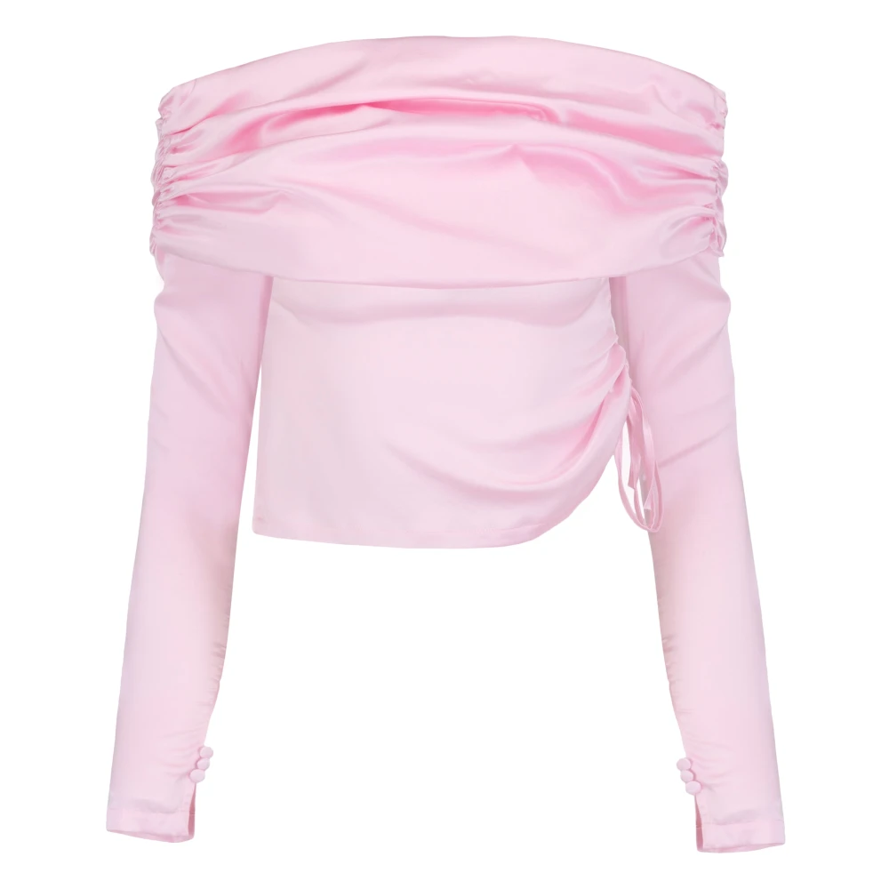 Jaaf Stijlvolle Roze Off-Shoulder Gerimpelde Top Pink Dames