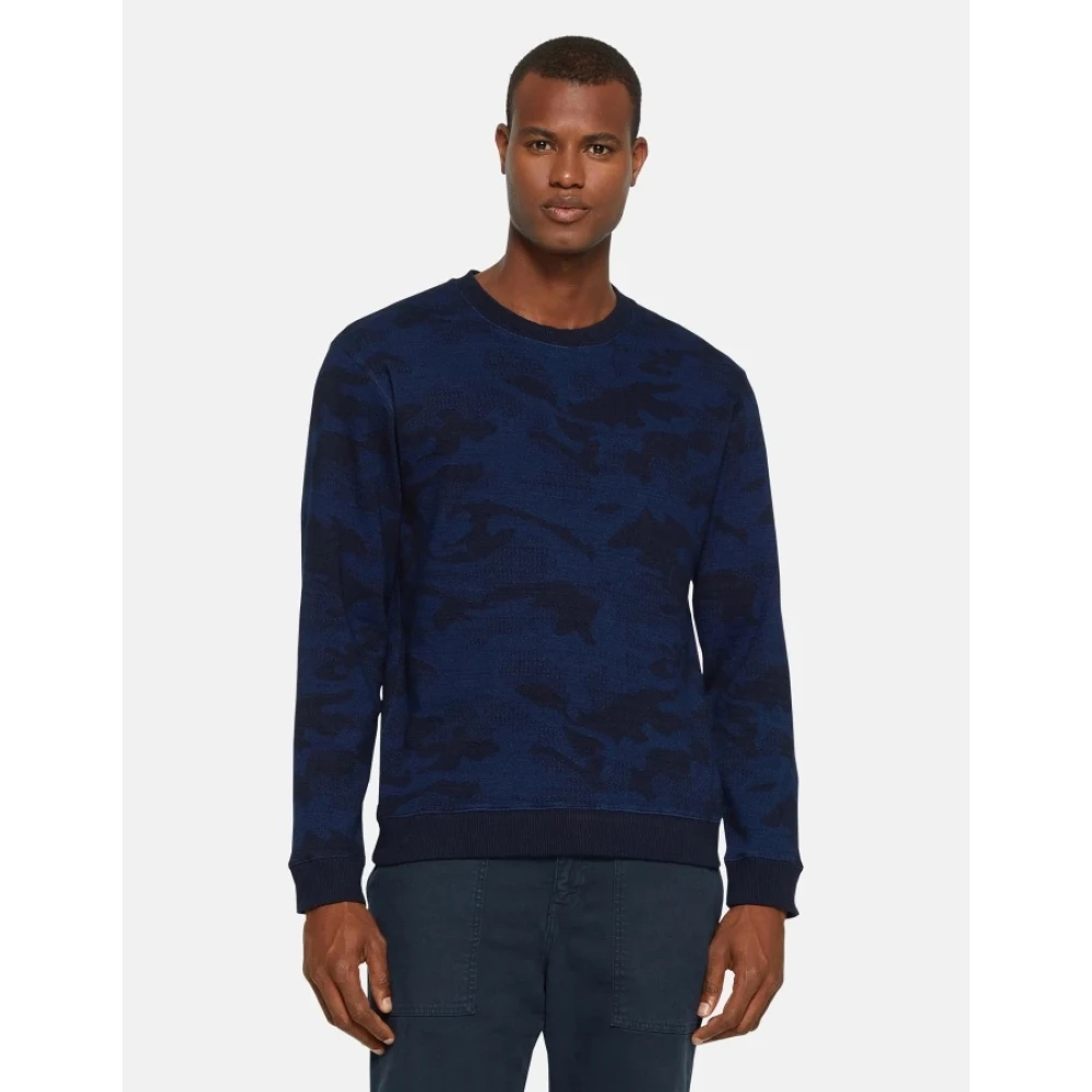 Dondup Camouflage crewneck sweatshirt Blue Heren