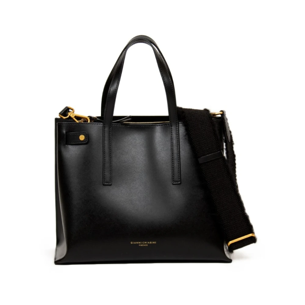 Gianni Chiarini Gladde Zwarte Leren Tas Crossbody Stijl Black Dames