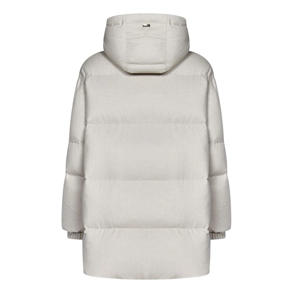 Herno Beige Zijde Kasjmier Gewatteerde Jas Beige Dames