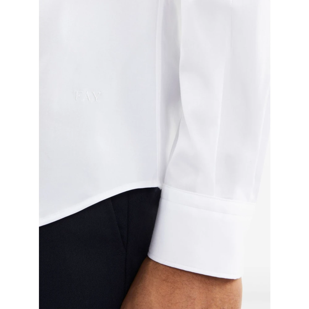 Fay Witte Button-Up Overhemd Cutaway Kraag White Heren