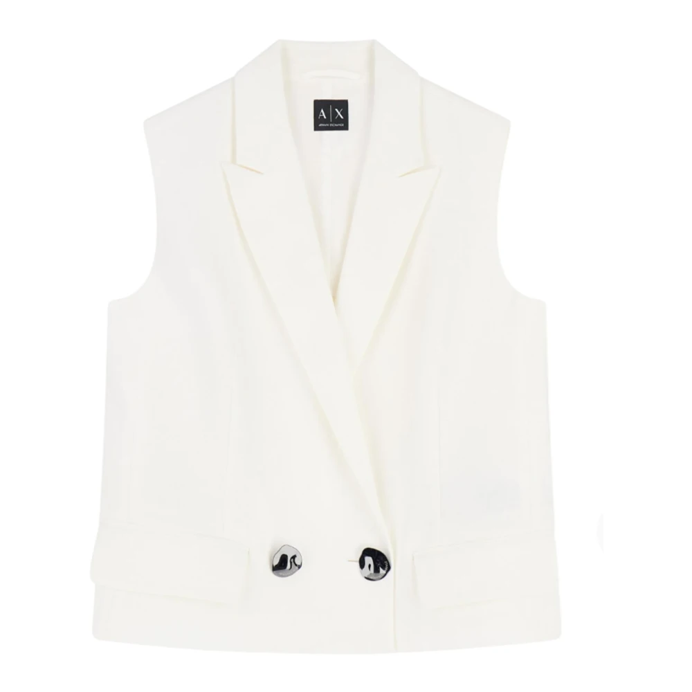 Armani Exchange Vrouw Wit Linnen Twill Gilet