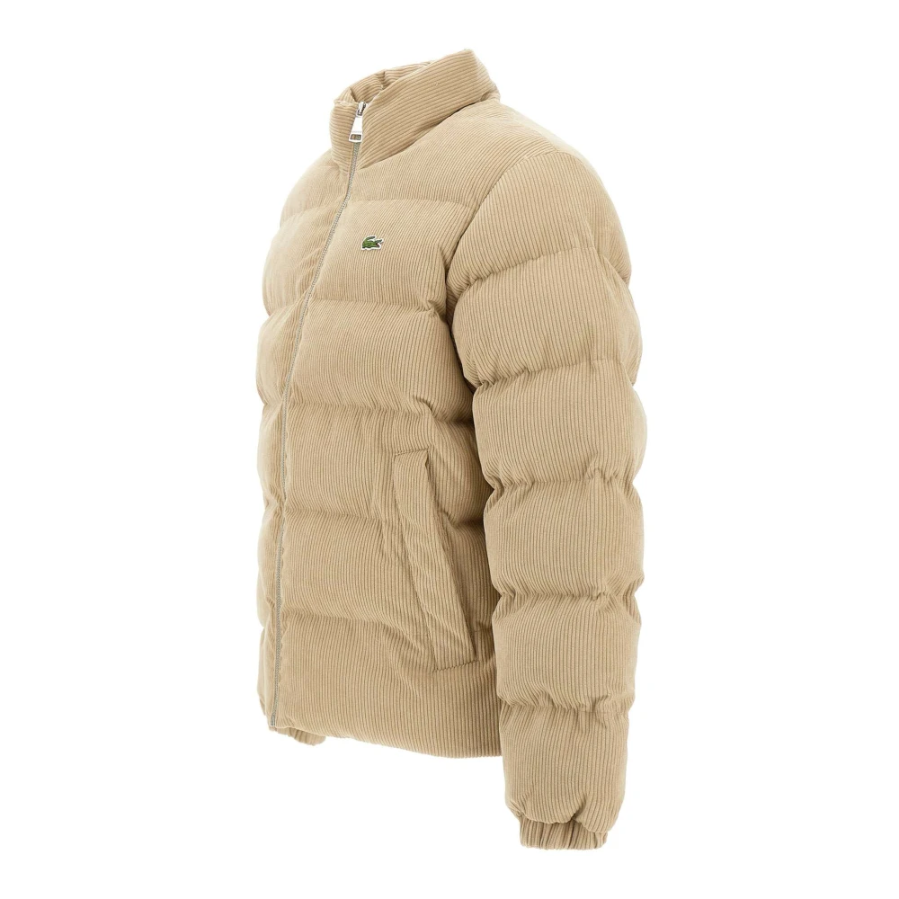 Lacoste Ribfluwelen Donsjas Beige Heren