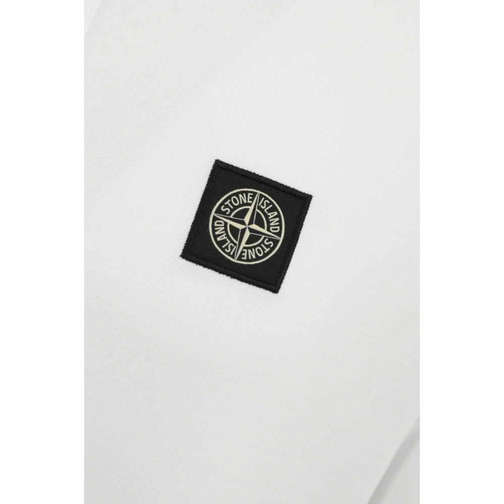 Stone Island Witte Katoenen Polo Lange Mouw White Heren