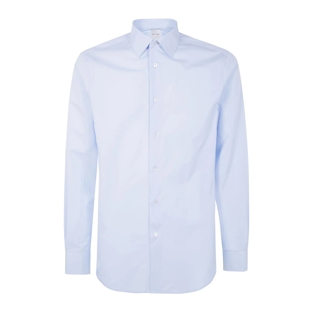 Paul Smith Mannelijk Blauw Klassiek Gesneden Katoenen Poplin Overhemd