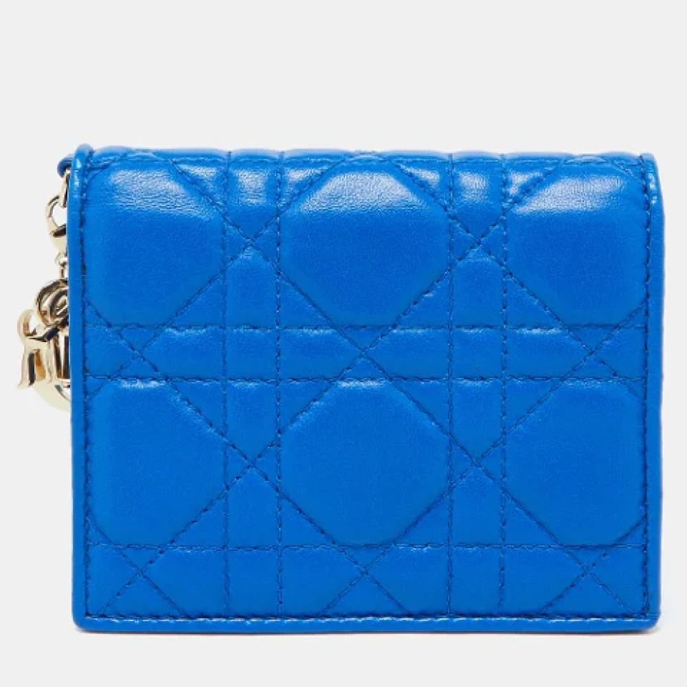 Dior Vintage Pre-owned Leather wallets Blue Dames