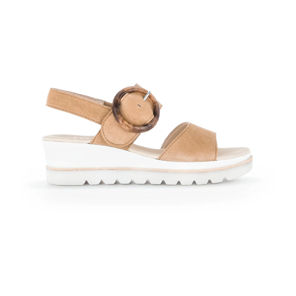 Gabor Sammet läder karamell sandaler Beige, Dam