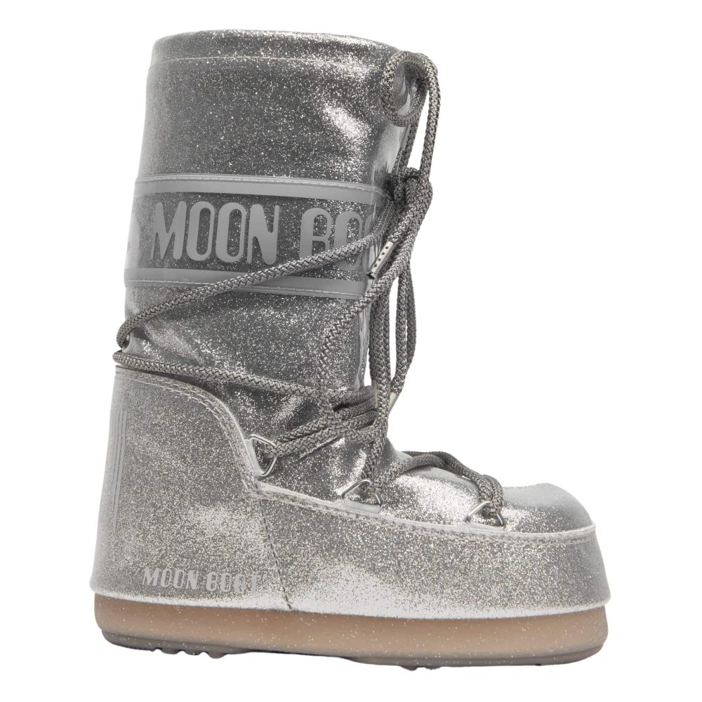 Moon Boot Unisex Kids Gray Glitter Snow Boots - Kids Boots - 39 Eu - Kids