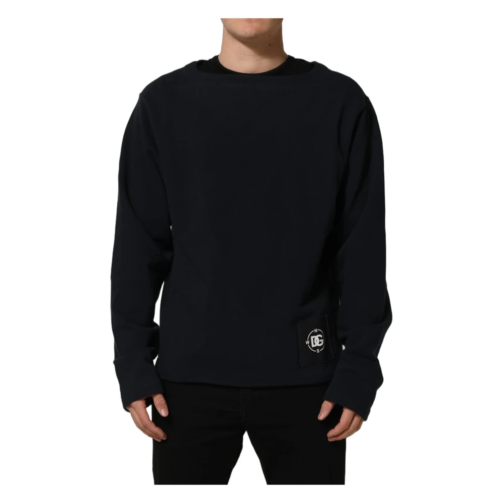 Dolce & Gabbana Blue Sweatshirts, Male, 2XL, Crew Neck Sweatshirt