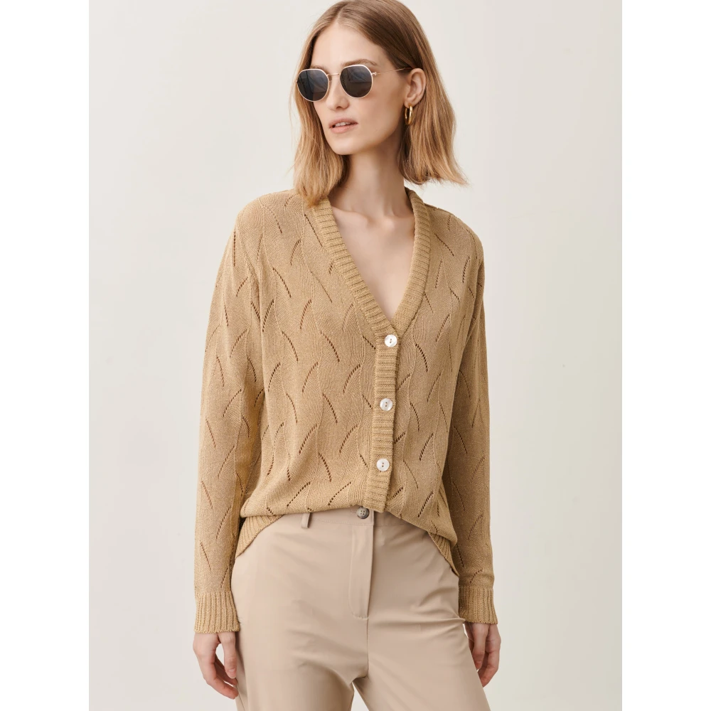Jane Lushka Pilates Vest Beige Katoen Lurex Beige Dames