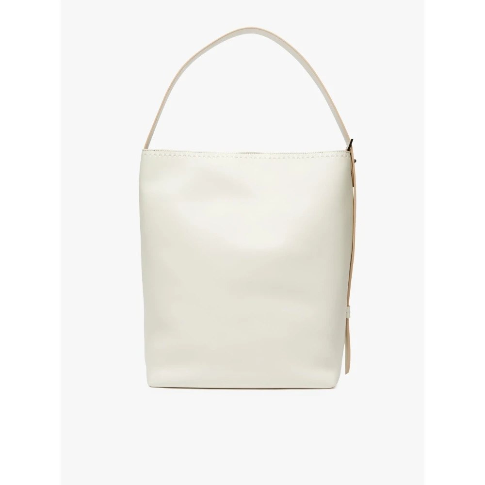 Max Mara Stijlvolle Leren Schoudertas met Verstelbare Band White Dames