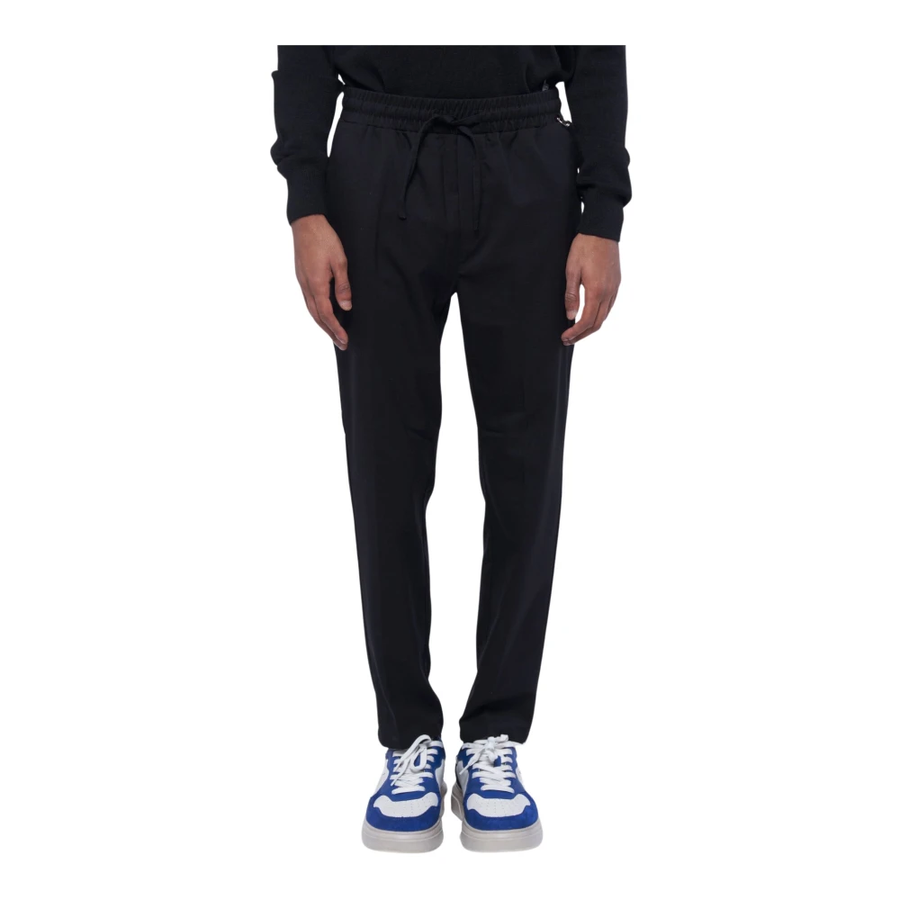John Richmond Mannelijk Zwart Broek Met Trekkoord En Elastische Tailleband
