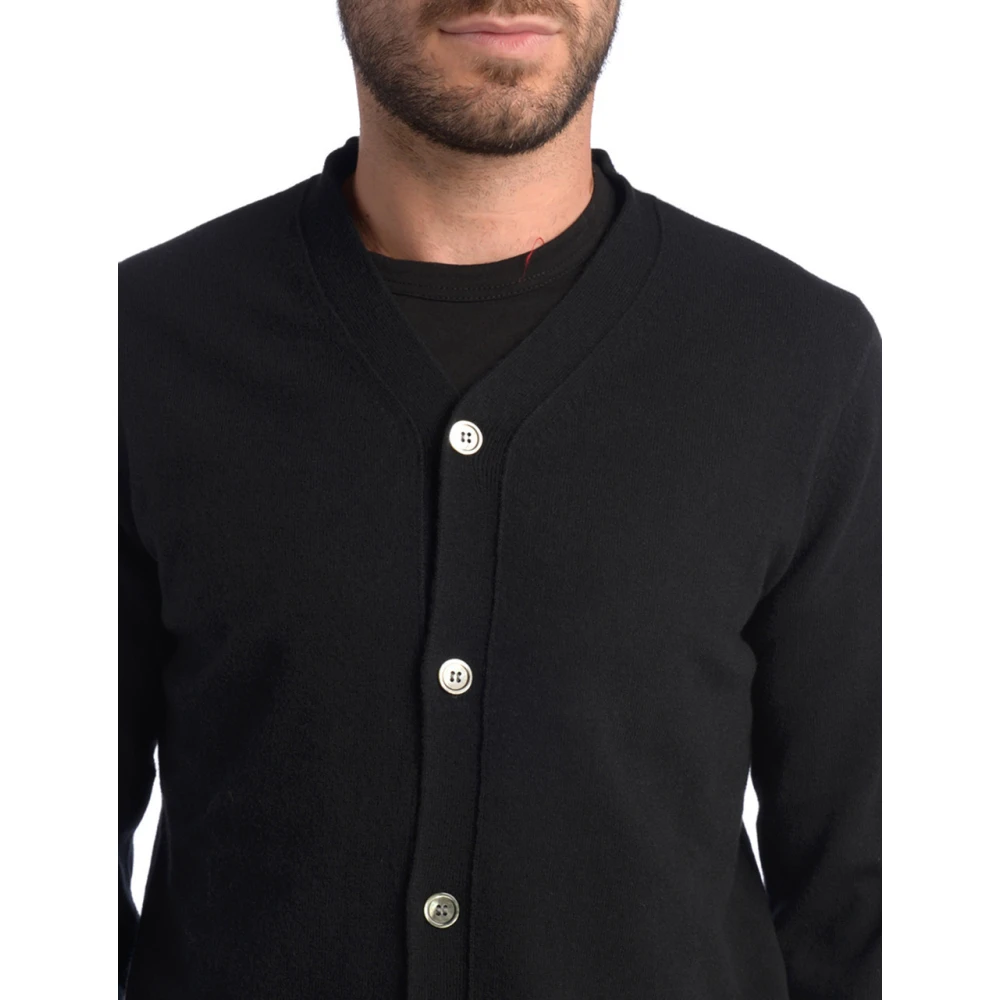 Comme des Garçons Zwarte Wollen V-hals Vest Black Heren