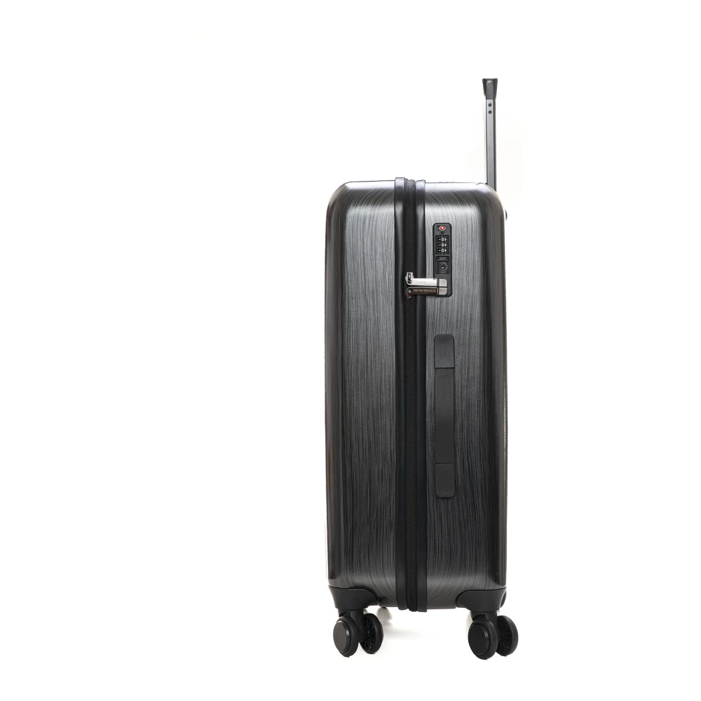 Emporio Armani Stijlvolle 4-wiel Trolley met ritssluiting Black Heren