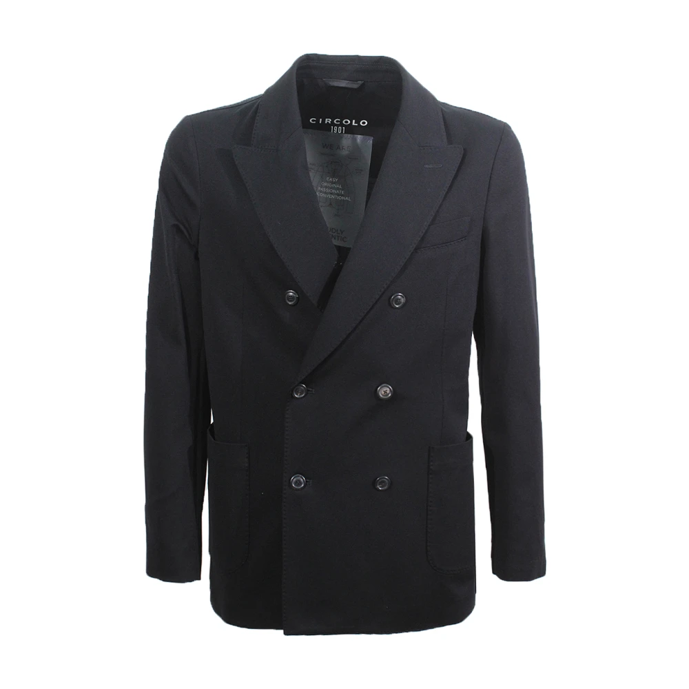 Circolo 1901 Zwarte Katoenen Jas met Peak Revers Black Heren