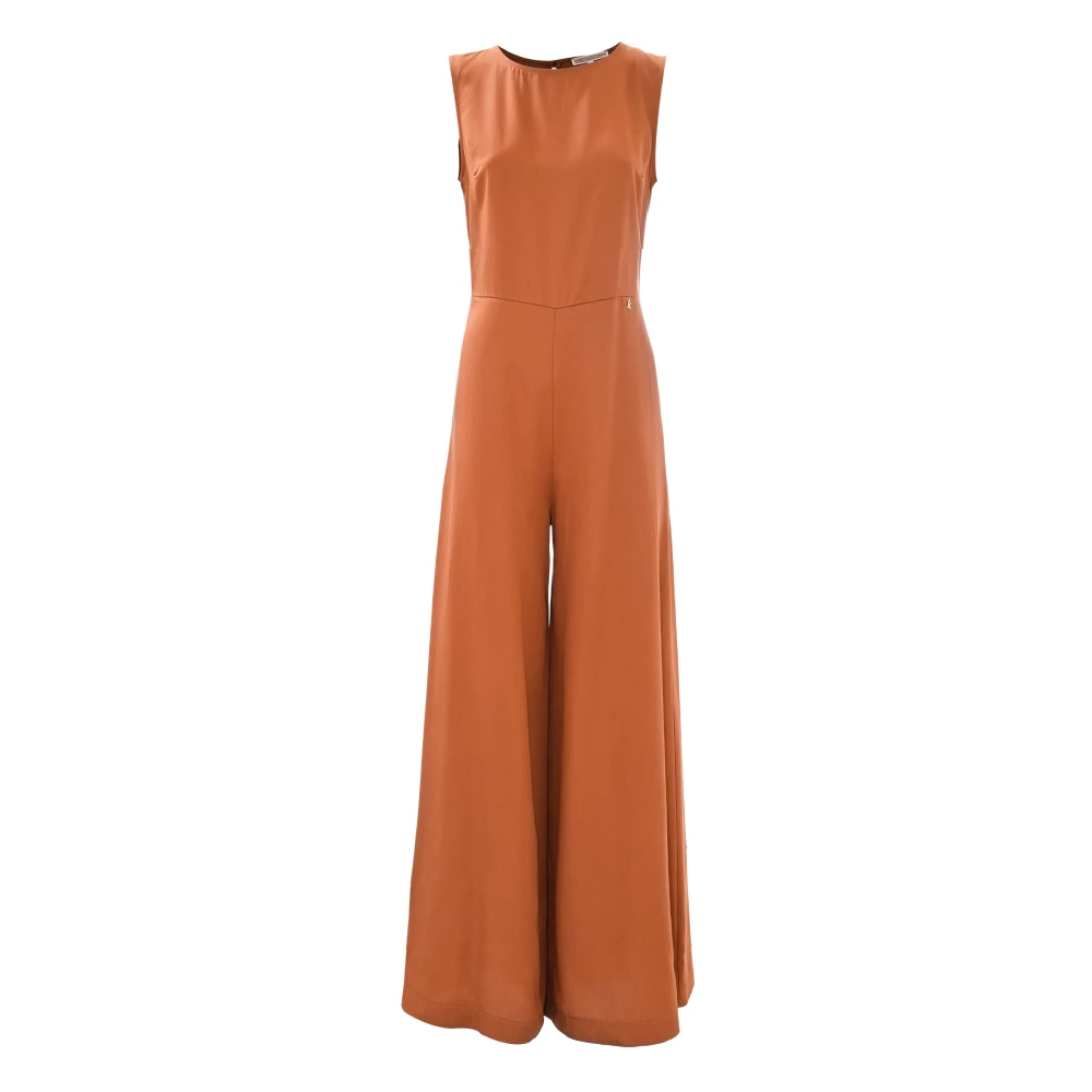 Kocca Women's Orange Lyocell Wide-Leg Jumpsuit With Round Neck