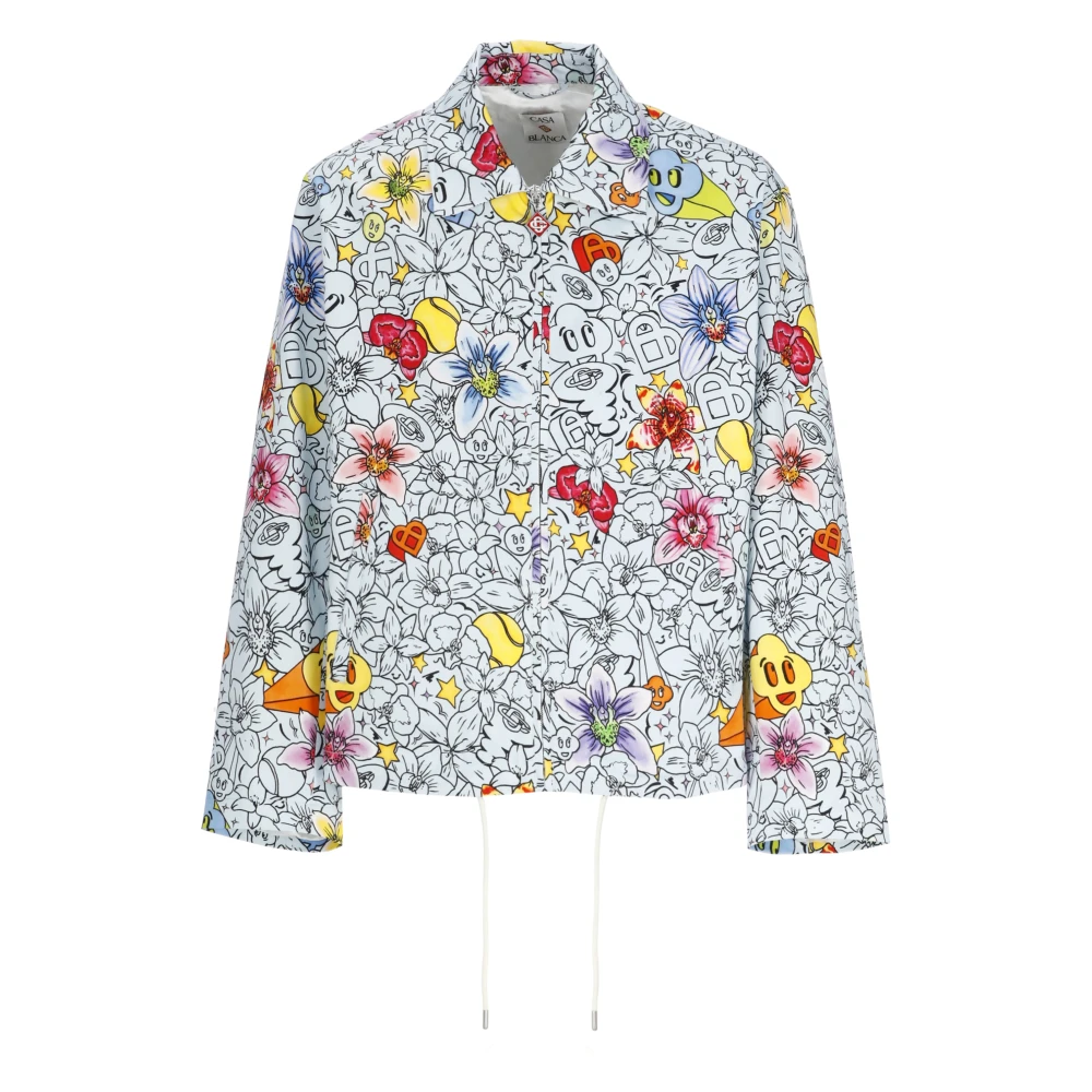Casablanca Men's Multicolor Light Jackets, S, Collage D'icones Graphiques Repeat Zip‑Up Jacket