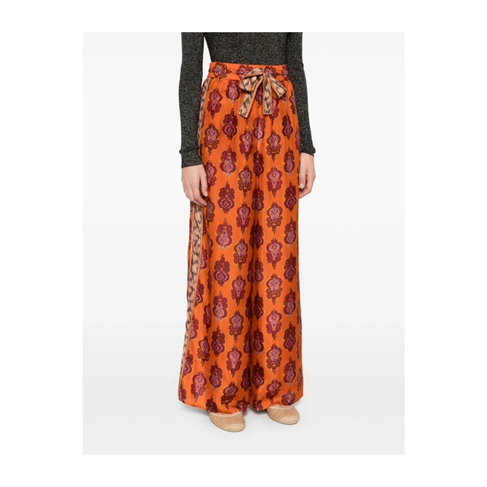 Zimmermann Ikat Print Wijde Broek Orange Dames